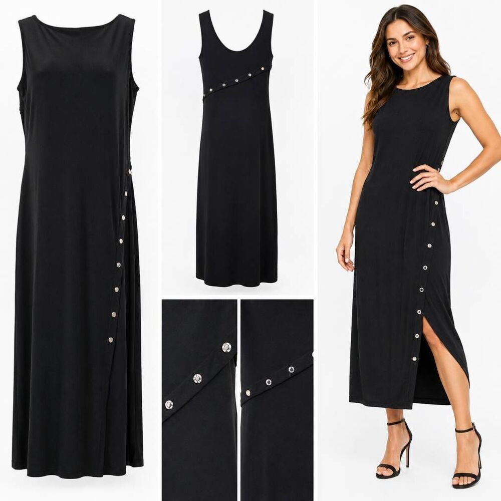 White House Black Market Black Maxi Dress Small Sleeveless Studded